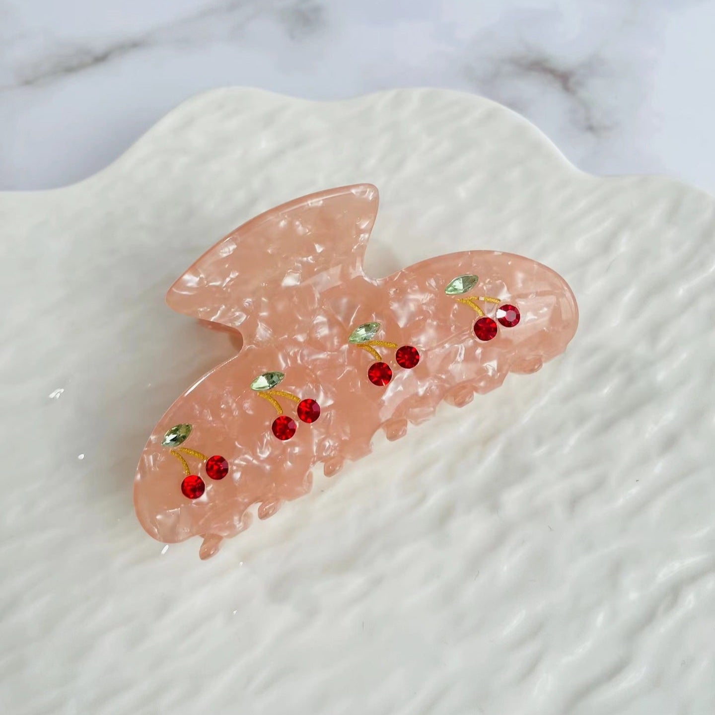 Hair Claw Clip Peach Marble Cherry