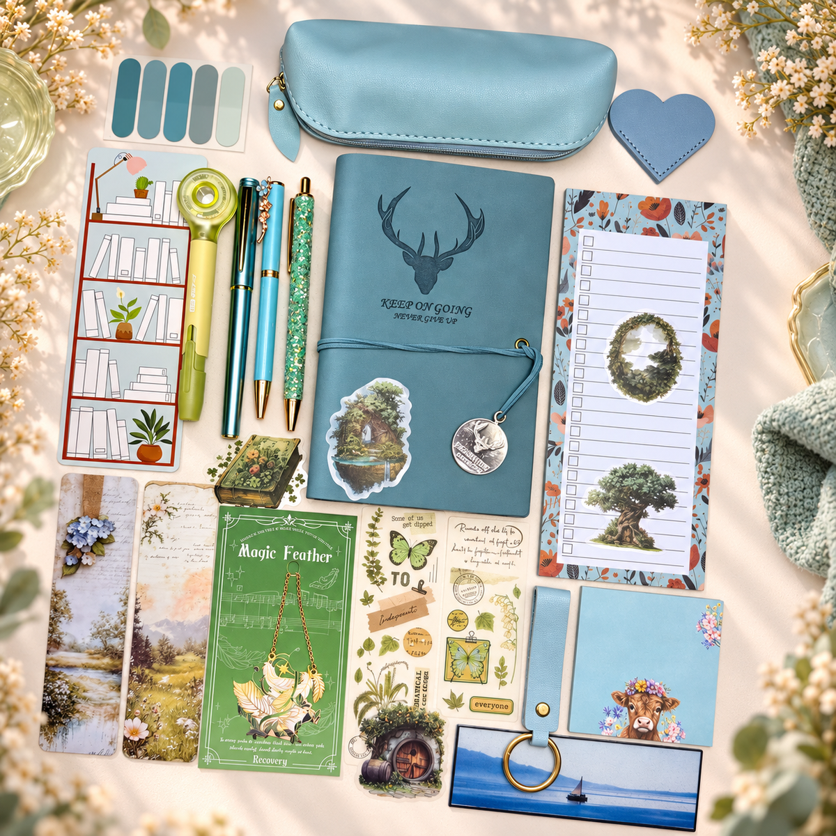 Vintage Journal Bookish Bundle – Dusty Blue