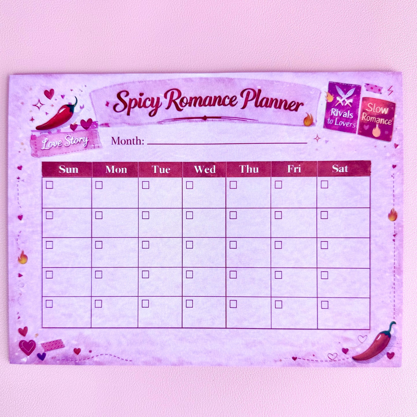Spicy Romance Monthly Planner