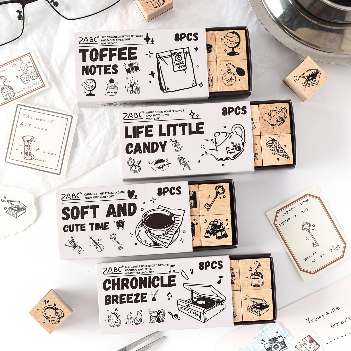 A set of wooden stamp
