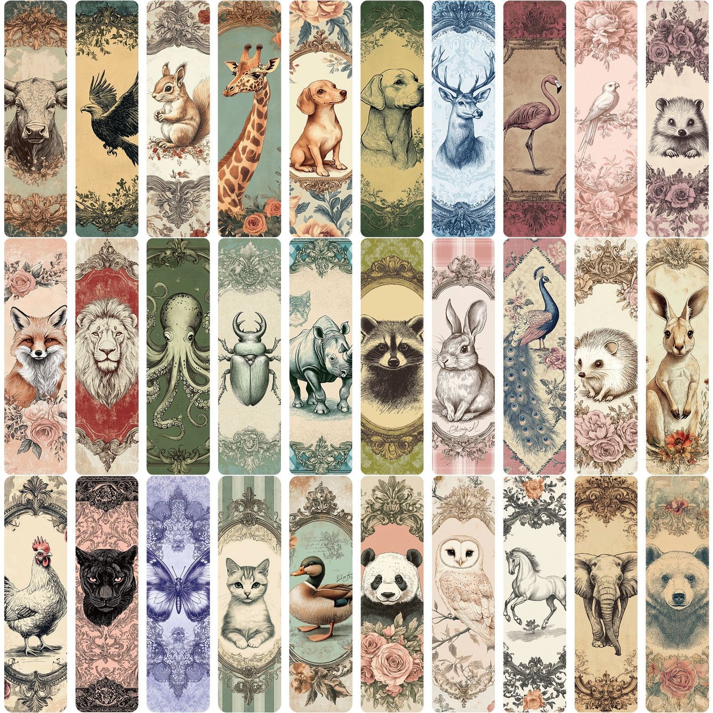 30 bookmarks from the animal series