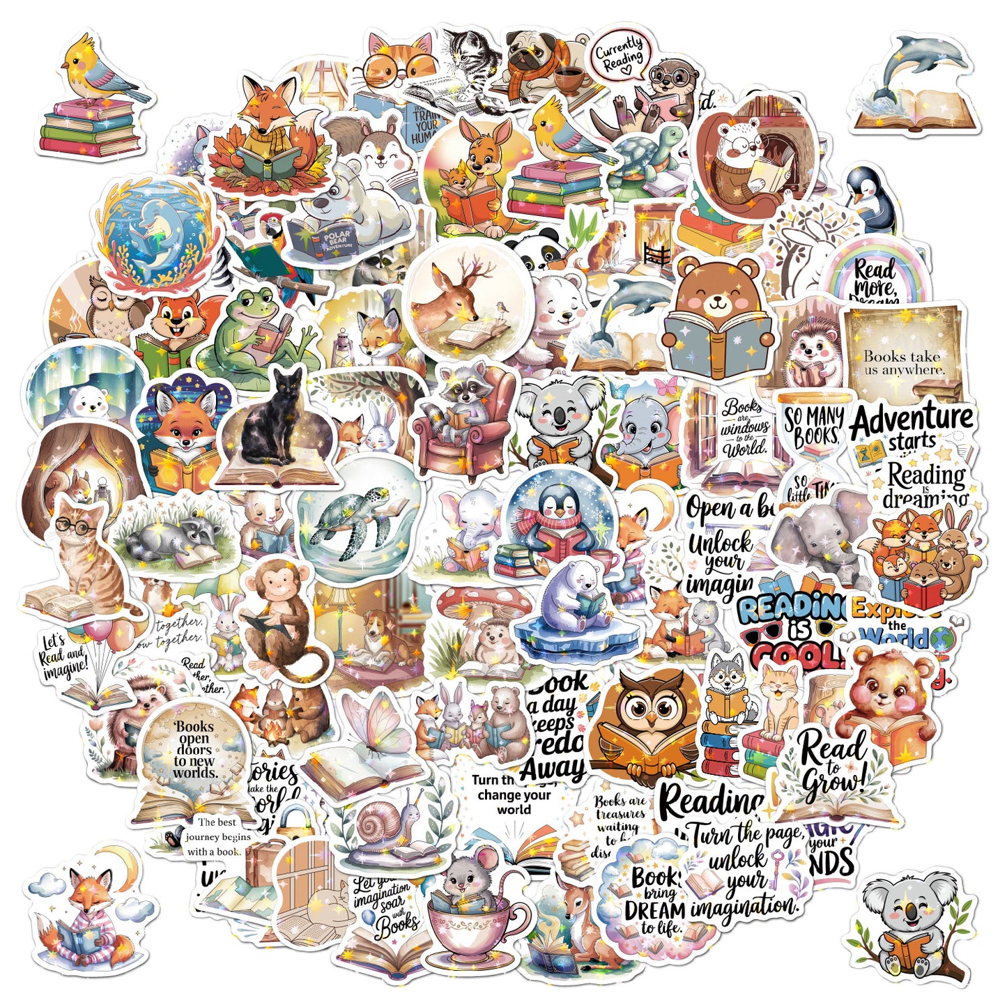 Animal Sticker Set 100 PCS Holographic