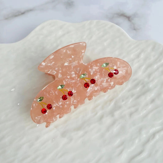 Hair Claw Clip Peach Marble Cherry